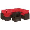 vidaXL Set Divani da Giardino 8 pz con Cuscini Marrone in Polyrattan