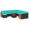 vidaXL Set Divani da Giardino 12 pz con Cuscini Nero in Polyrattan