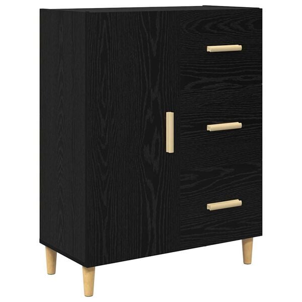 vidaXL Credenza Rovere nero 34 x 69.5 x 90 cm Legno multistrato