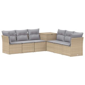 vidaXL Set di divani 7 pz Beige e Grigio Chiaro