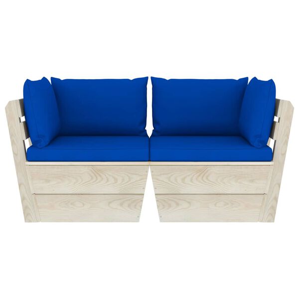 vidaXL Divano da Giardino a 2 Posti su Pallet con Cuscini Legno Abete