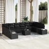 vidaXL Set Divano da Giardino con cuscino 11 pcs Nero polyrattan