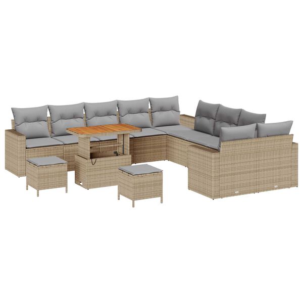 vidaXL Set Divano da Giardino 17 pcs Beige e Grigio Chiaro polyrattan