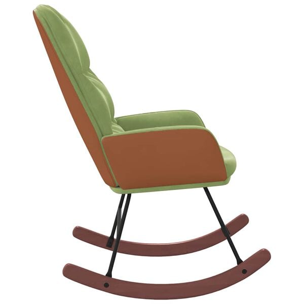 vidaXL Sedia a Dondolo Verde Chiaro in Velluto