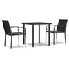 vidaXL Set Pranzo da Giardino 3pz con Cuscini in Polyrattan e Acciaio
