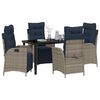 vidaXL Set da Pranzo per Giardino 5 pcs Grigio e Nero Rattan