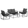 vidaXL Set Divano da Giardino 4 pcs Nero e antracite Acciaio