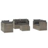 vidaXL Set Divani da Giardino 7 pz con Cuscini in Polyrattan Grigio