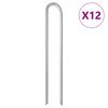 vidaXL Picchetti Tenda 12 pz a Forma di U 37 cm &Oslash;10 mm Acciaio Zincato
