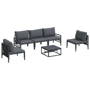 vidaXL Set Divano da Giardino 6 pz Nero Acciaio