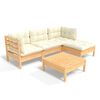 vidaXL Set Divani da Giardino 5 pz con Cuscini Crema Massello di Pino