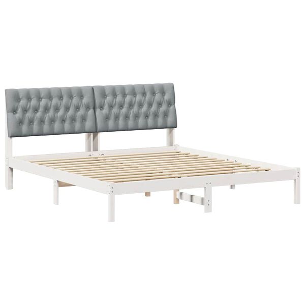 vidaXL Letto con Testiera Rivestita con testiera Bianco 180 x 200 cm