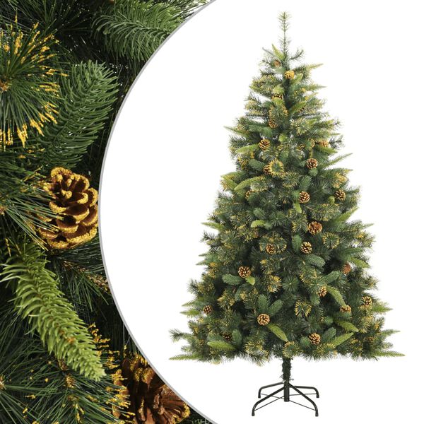 vidaXL Albero di Natale Artificiale Incernierato con Pigne 210 cm
