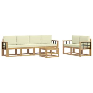 vidaXL Set di divani da esterno con cuscino 7 pcs Bianco e Crema