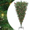 vidaXL Albero di Natale Artificiale Pre-illuminato Sottosopra con Set di Palline