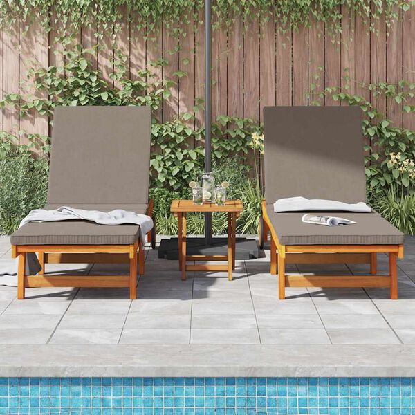 vidaXL Lettino da sole con cuscino 3 pcs Marrone 40 x 40 x 40cm
