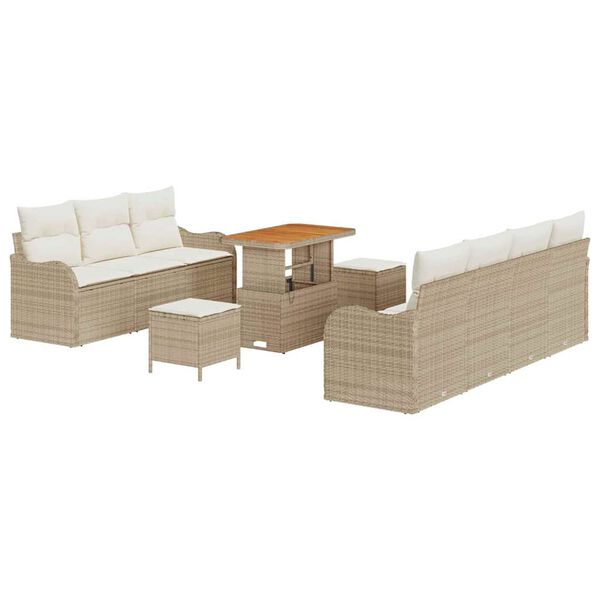 vidaXL Set Divano da Giardino con cuscino 10 pcs Beige polyrattan