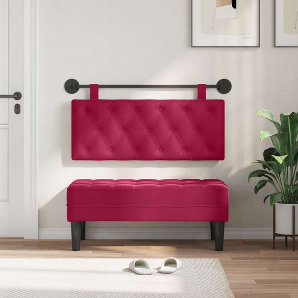 vidaXL Testata appesa Rosso Vino 110 x 55 x 7 cm Velluto