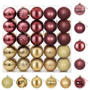 vidaXL Set di Palline di Natale 50 pz Oro e rosso vino Diam. 8 cm