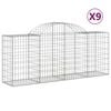 vidaXL Cesti Gabbioni ad Arco 9 pz 200x50x80/100 cm Ferro Zincato