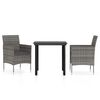 vidaXL Set da Pranzo da Giardino 3 pz con Cuscini Grigio e Nero