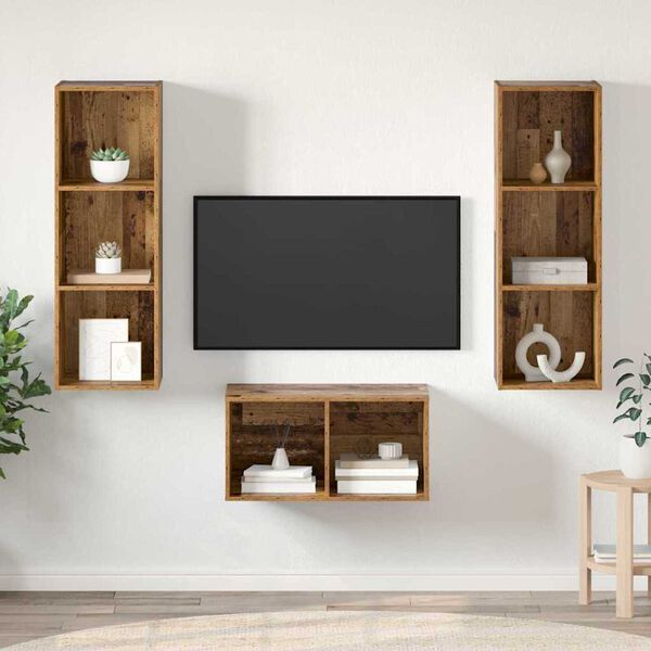 vidaXL Set mobile TV Legno vecchio 37 x 37 x 107 cm Legno multistrato