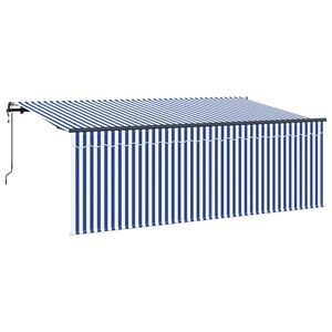 vidaXL Tenda Retrattile Blu e Bianco 350 x 200 cm