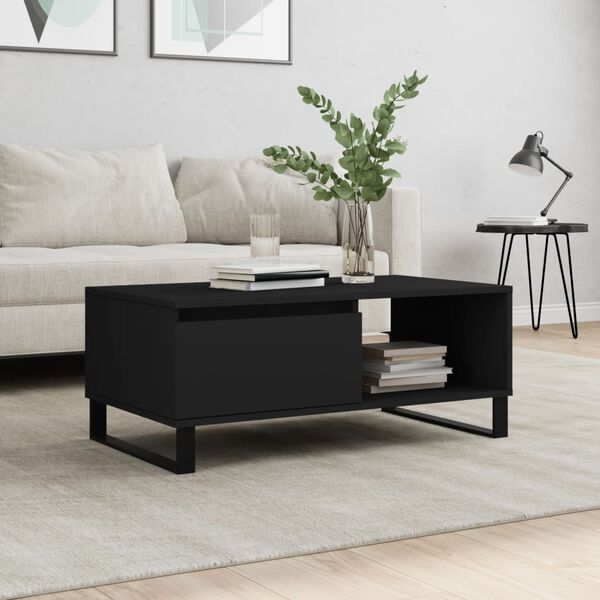 vidaXL Tavolino da Salotto Nero 90x50x36,5 cm in Legno Multistrato
