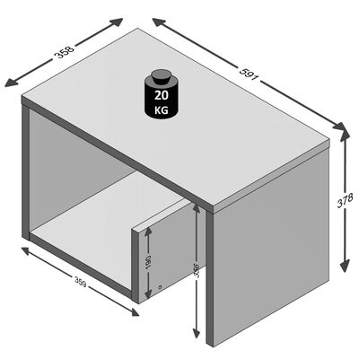 FMD Tavolino da Caffè 2 in 1 59,1x35,8x37,8 cm Bianco