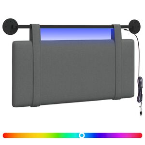 vidaXL Testiera sospesa Con luce LED Grigio Scuro Tessuto