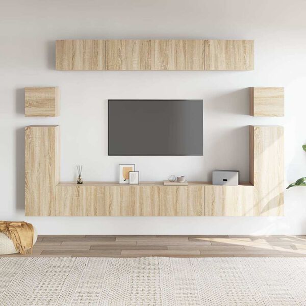 vidaXL Set Mobili Porta TV 8pz Rovere Sonoma in Legno Multistrato