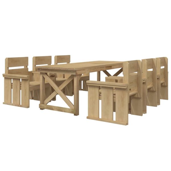 vidaXL Set da Pranzo per Giardino 7 pz in Legno di Pino Impregnato
