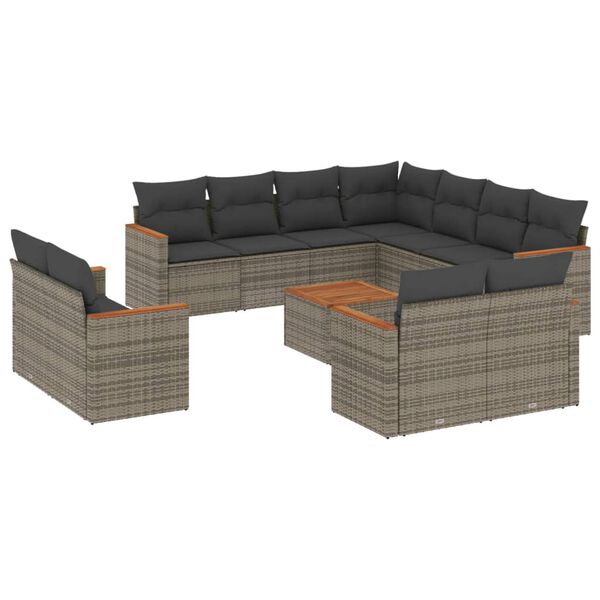 vidaXL Set Divani da Giardino 12 pz con Cuscini Grigio in Polyrattan