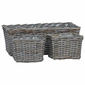 vidaXL Cestino da Vaso con archiviazione 3 pcs Grigio Rattan Kubu