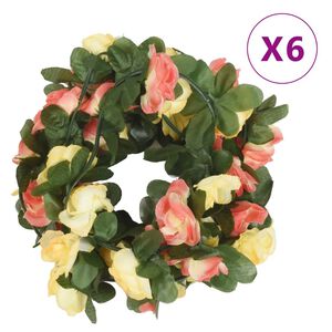 vidaXL Ghirlande Fiori Artificiali Natale 6 pz Rosso Tramonto 250 cm