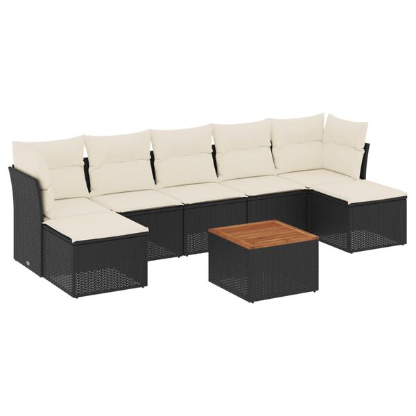 vidaXL Set Divani da Giardino con Cuscini 8 pz Nero in Polyrattan
