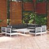 vidaXL Set Divani da Giardino 12 pz con Cuscini Bianchi Legno di Pino