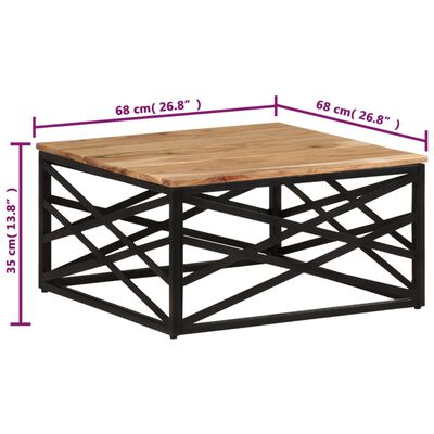 vidaXL Tavolino da Salotto 68x68x35 cm in Legno Massello di Acacia