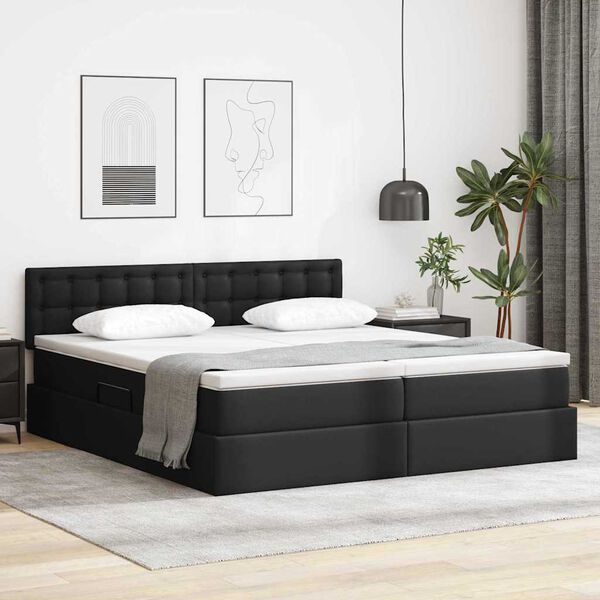 vidaXL Letto con Contenitore Nero 180 x 200 cm Pelle Sintetica