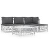 vidaXL Set Salotto da Giardino 5 pz con Cuscini in Acciaio Bianco