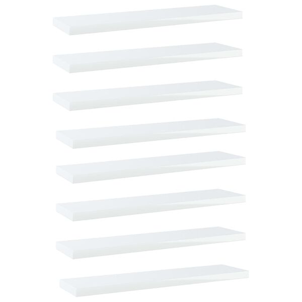 vidaXL Ripiani per Libreria 8pz Bianco Lucido 40x10x1,5cm Multistrato