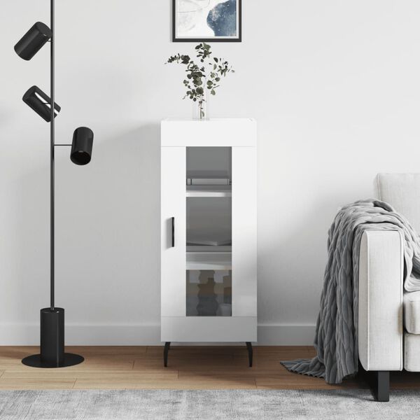 vidaXL Credenza Bianco Lucido 34,5x34x90 cm in Legno Multistrato