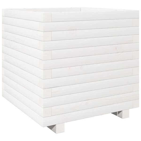 vidaXL Fioriera da Giardino Bianca 50x50x49,5cm Legno Massello di Pino