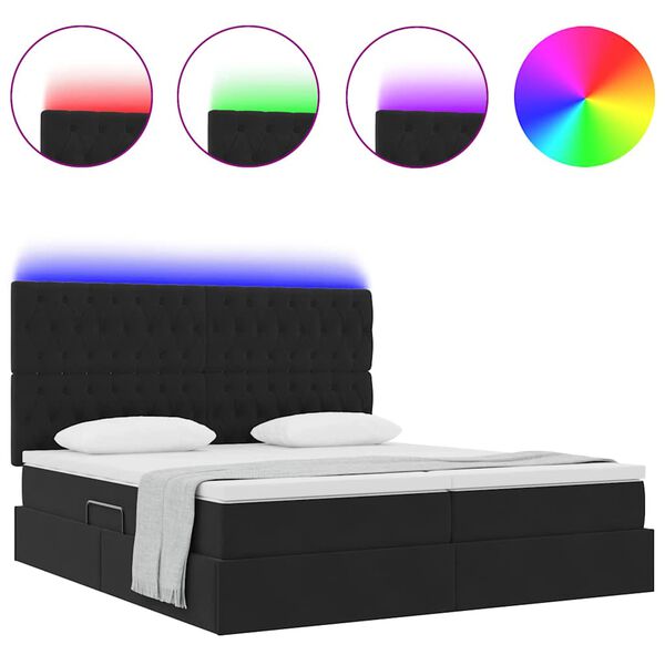 vidaXL Letto con luci a strisce a LED Nero 180 x 200 cm Velluto
