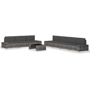 vidaXL Set Divani da Giardino 8 pz in Polyrattan Grigio
