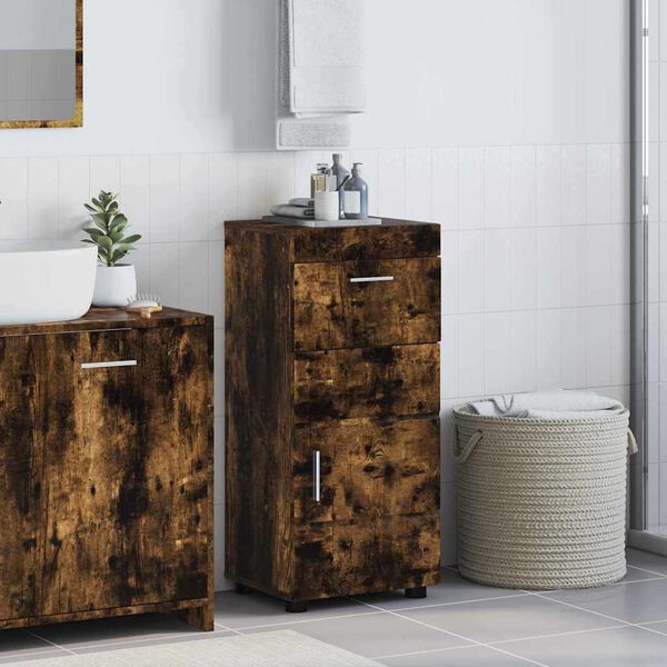 vidaXL Set di Armadi da Bagno TULUM Rovere fum&eacute; 37 x 31,5 x 82 cm