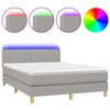 vidaXL Letto a Molle Materasso e LED Grigio Chiaro 140x190 cm Tessuto