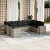 vidaXL Set Divano da Giardino 9pz con Cuscini Grigio Chiaro Polyrattan
