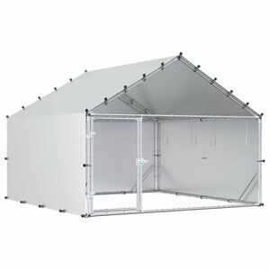 vidaXL Pollaio con tetto Argento 200 x 200 x 150 cm Acciaio zincato