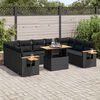 vidaXL Set Divani Giardino 10pz con Cuscini Nero in Polyrattan Acacia